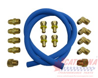 24 inch x 1/2, inch 300 PSI, 302 Degree F High Temp AQP Pre-Assembled Hose complete with SAE 45 degree Female Brass Swivels and 1/2 inch N.P.T. Fitting Kit.
